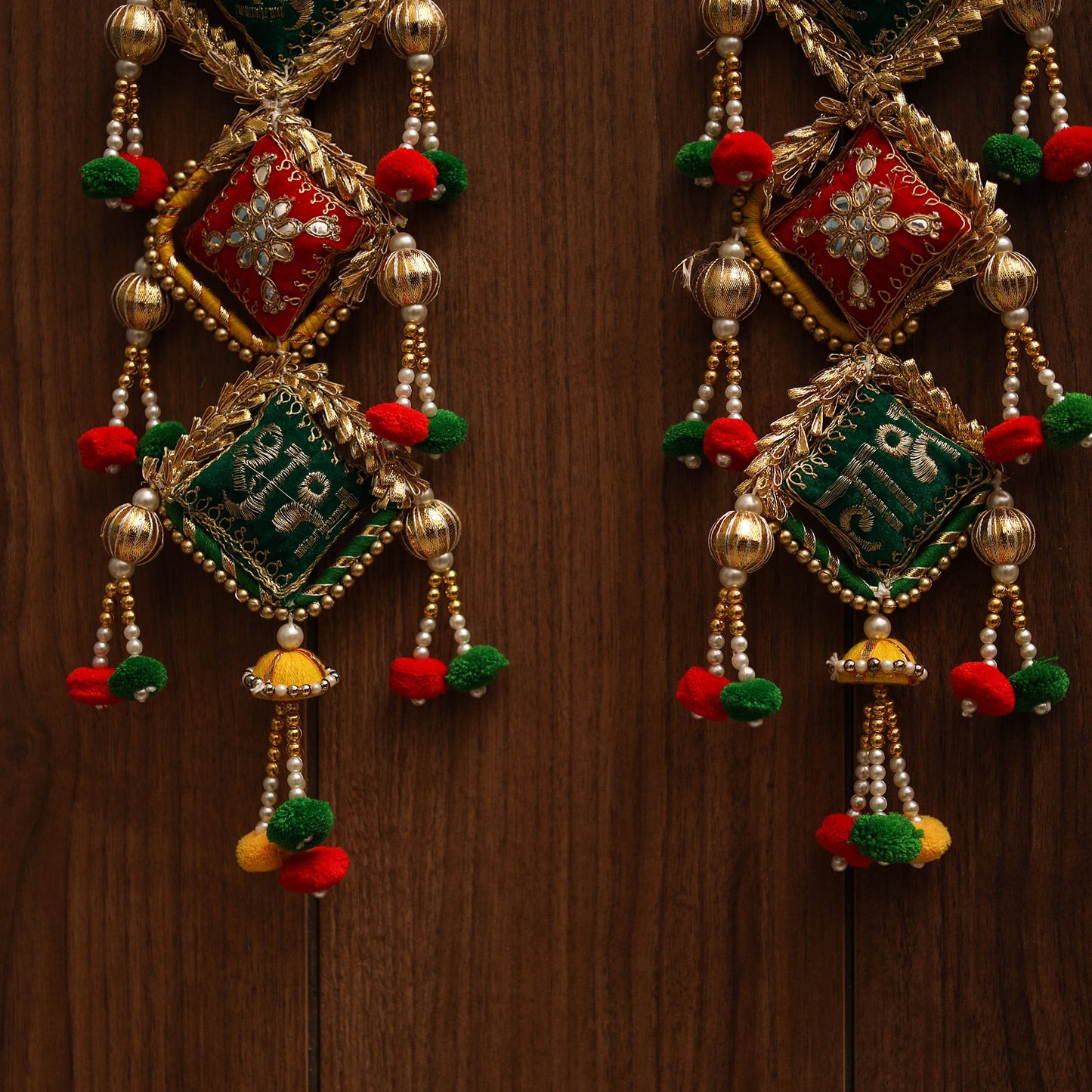 Handmade gota & bead work hanging for home decor (set of 2)
