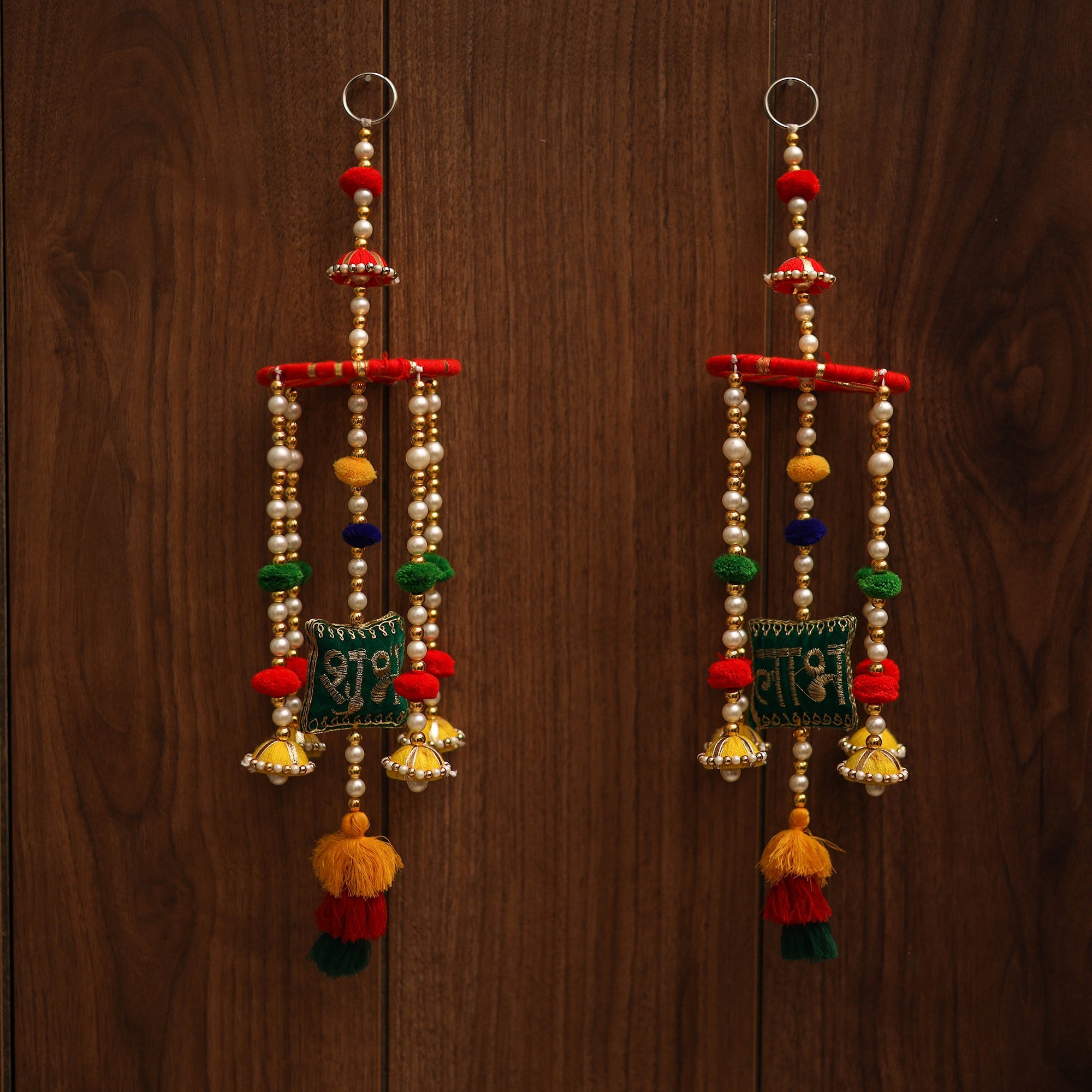 Handmade gota & bead work hanging for home decor (set of 2)