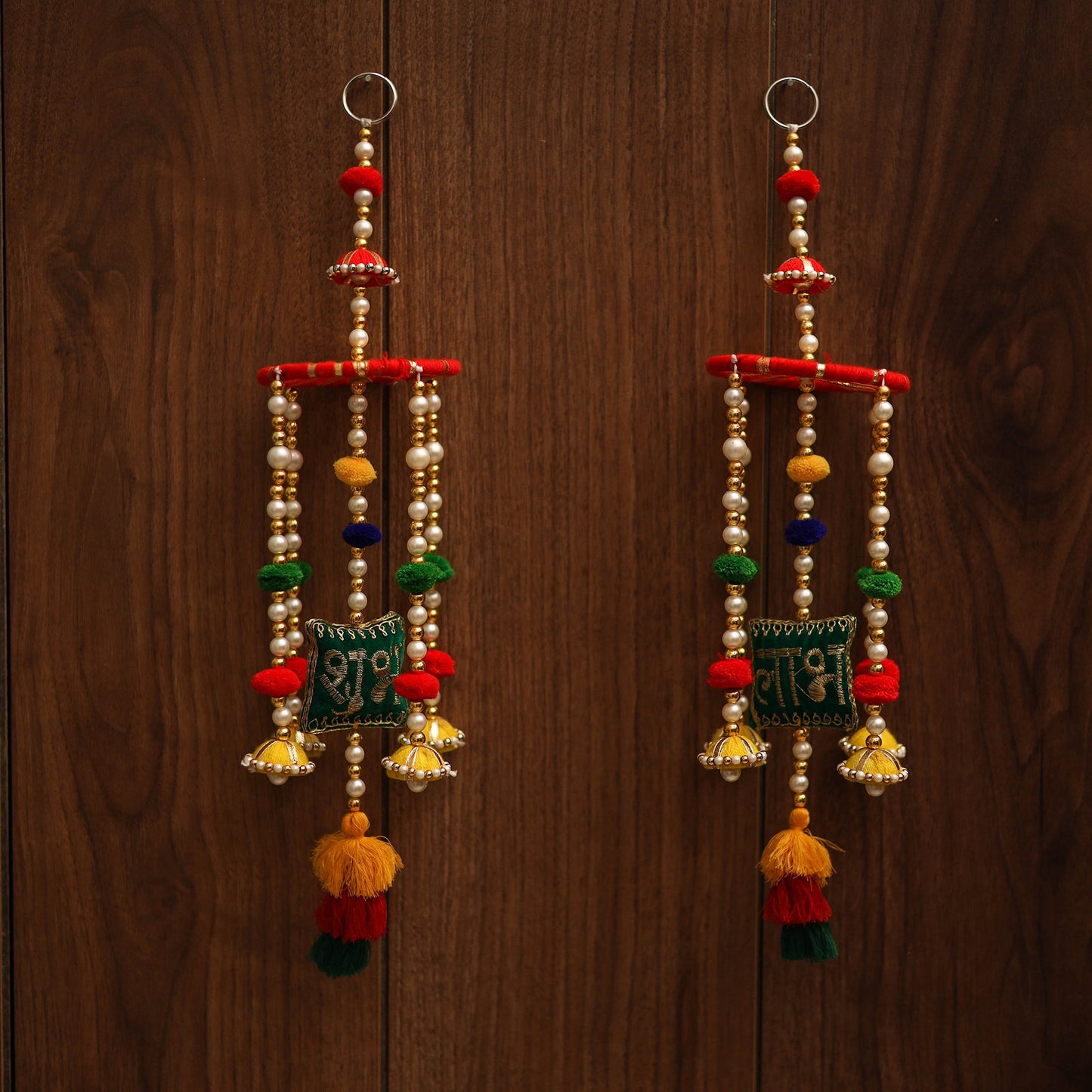 Handmade gota & bead work hanging for home decor (set of 2)
