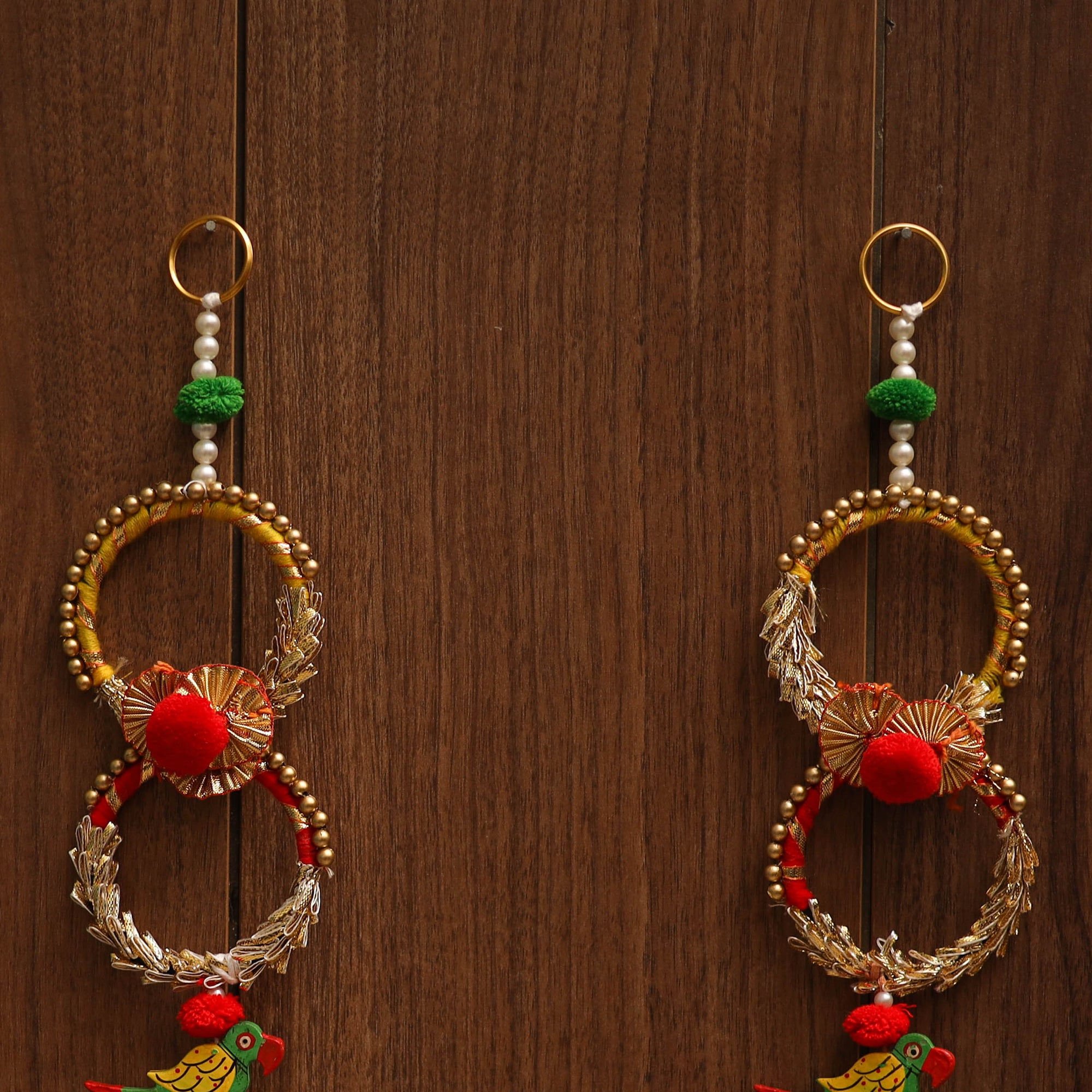 Handmade gota & bead work hanging for home decor (set of 2)