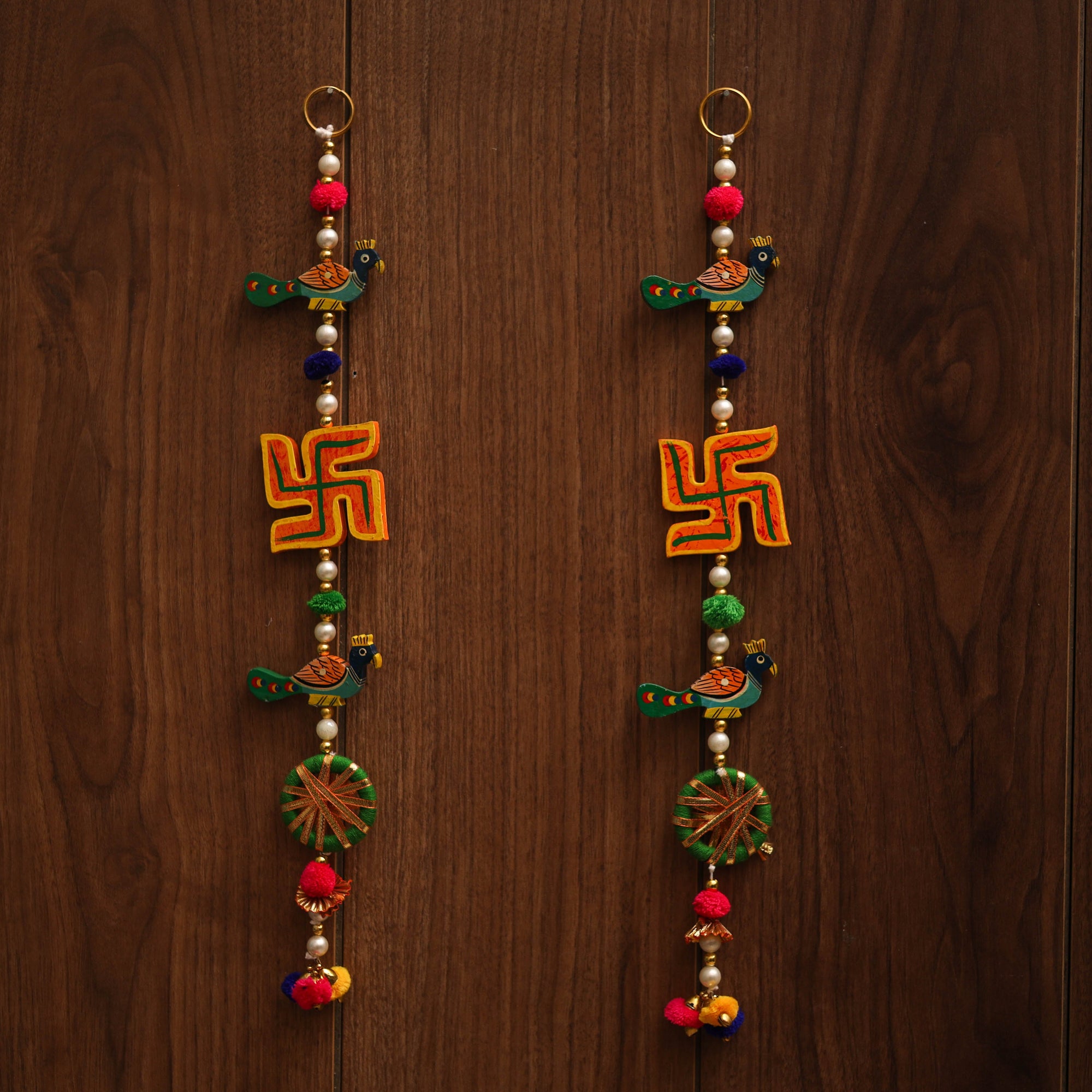 Handmade gota & bead work hanging for home decor (set of 2)