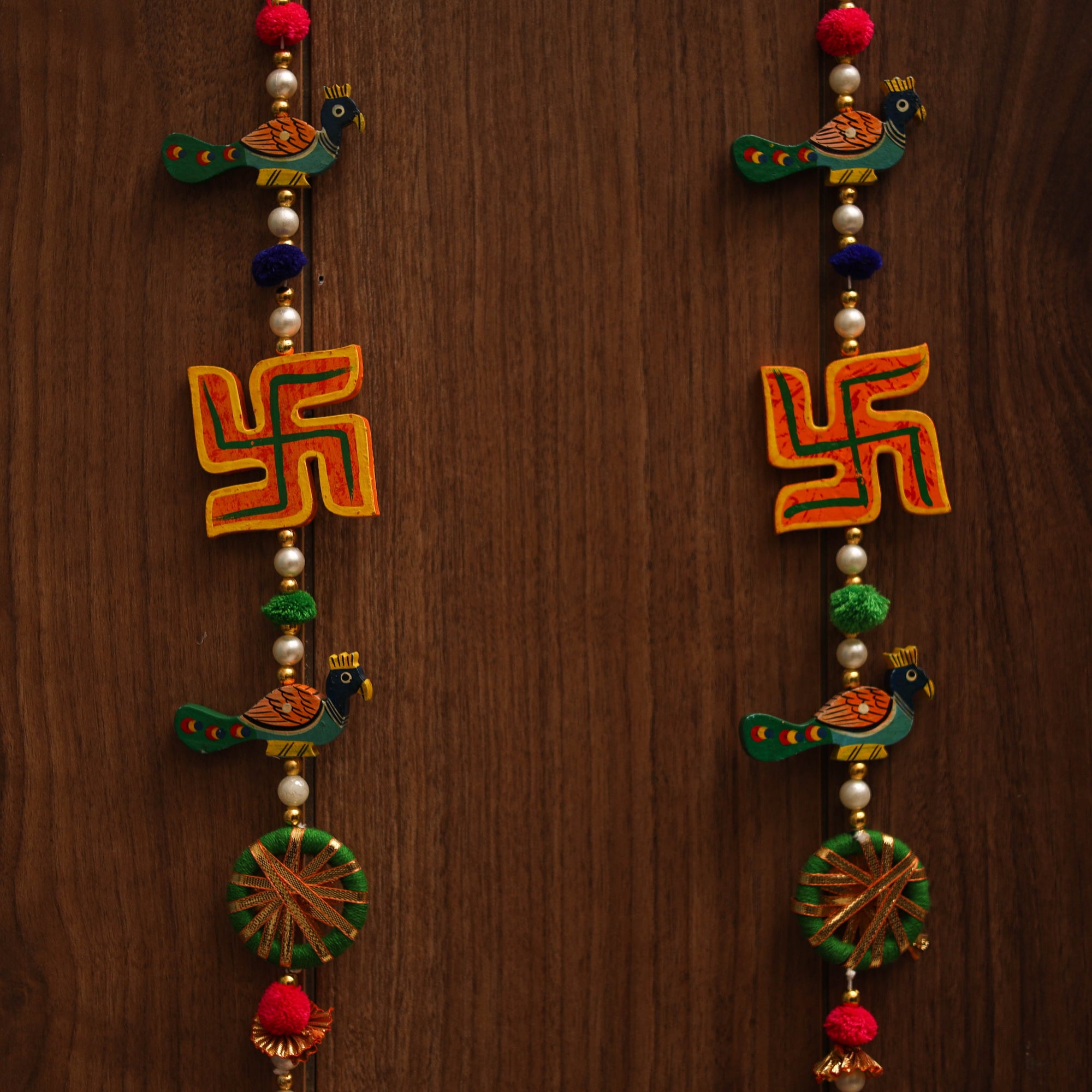 Handmade gota & bead work hanging for home decor (set of 2)