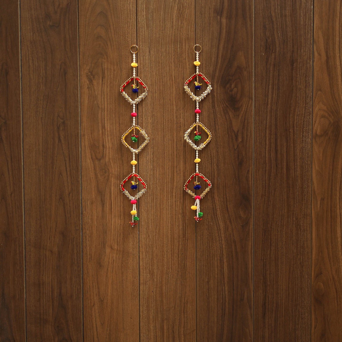 Handmade gota & bead work hanging (set of 2) 02