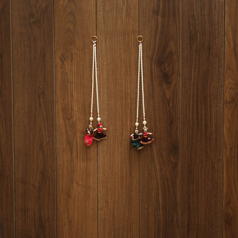 Handmade gota & bead work hanging (set of 2) 08