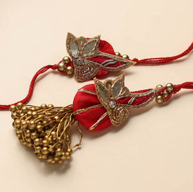 Handmade Gota & Bead Work Rakhi & Lumba Set