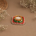 Handmade gota & bead work square tealight candle holder 20