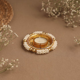 Handmade gota & bead work tealight candle holder 11