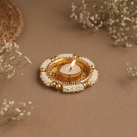 Handmade gota & bead work tealight candle holder 11