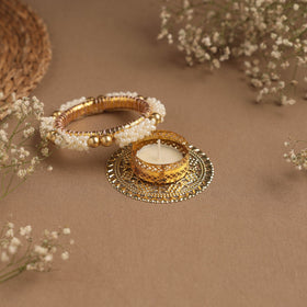 Handmade gota & bead work tealight candle holder 11