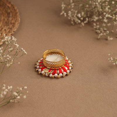 Handmade gota & bead work tealight candle holder 12