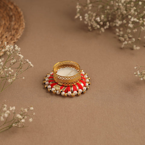 Handmade gota & bead work tealight candle holder 12