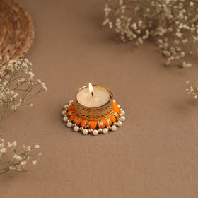 Handmade gota & bead work tealight candle holder 13