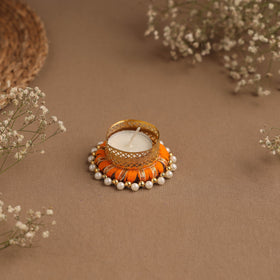 Handmade gota & bead work tealight candle holder 13