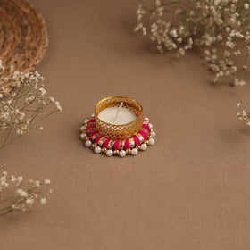 Handmade gota & bead work tealight candle holder 15
