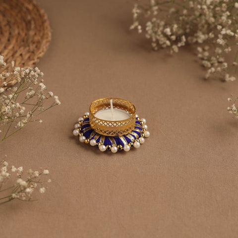 Handmade gota & bead work tealight candle holder 16
