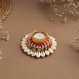 Handmade gota & shell work tealight candle holder 08