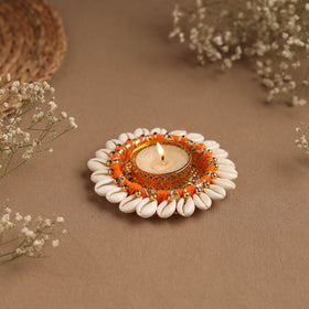 Handmade gota & shell work tealight candle holder 19