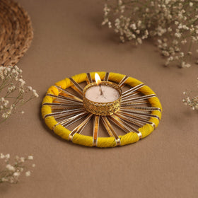 Handmade gota work chakra tealight candle holder 01