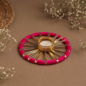 Handmade gota work chakra tealight candle holder 03