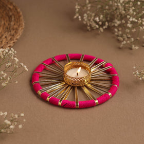 Handmade gota work chakra tealight candle holder 03