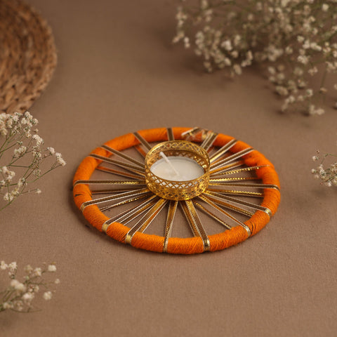 Handmade gota work chakra tealight candle holder 04