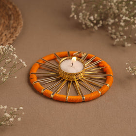 Handmade gota work chakra tealight candle holder 04