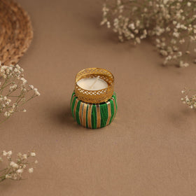 Handmade gota work damru tealight candle holder 07