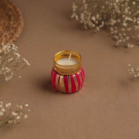 Handmade gota work damru tealight candle holder 08