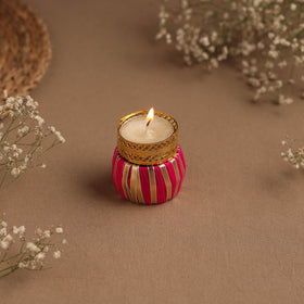 Handmade gota work damru tealight candle holder 08