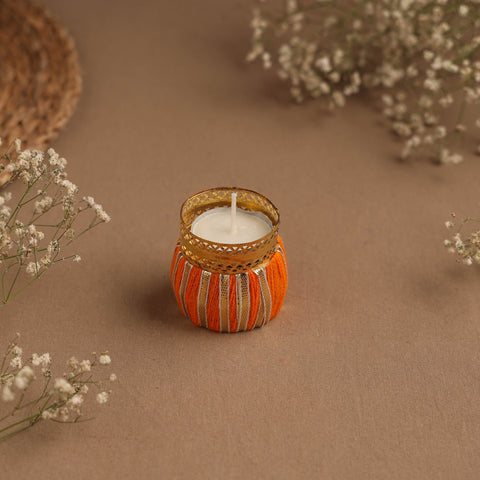 Handmade gota work damru tealight candle holder 10