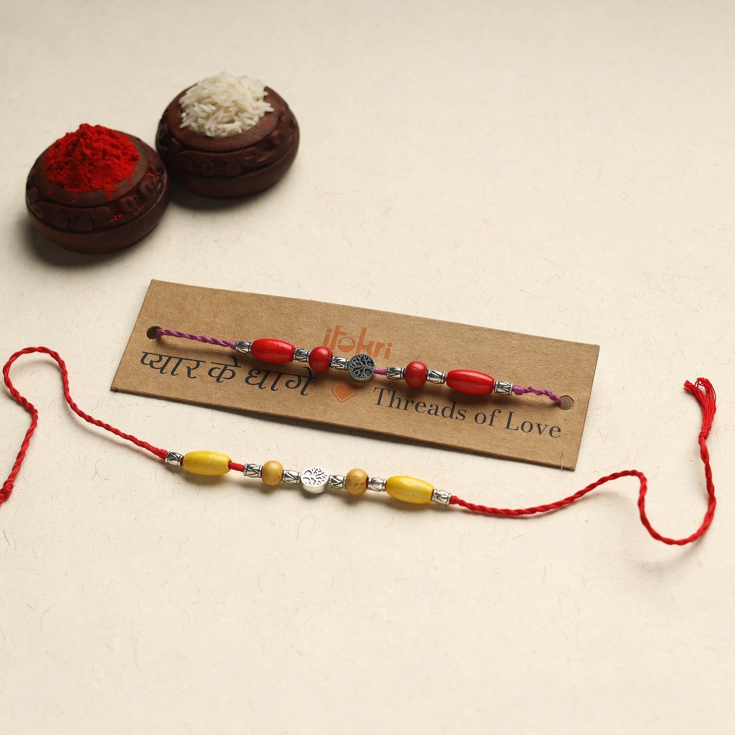 Handmade GS Bead Work Rakhi (Assorted Set of 2)