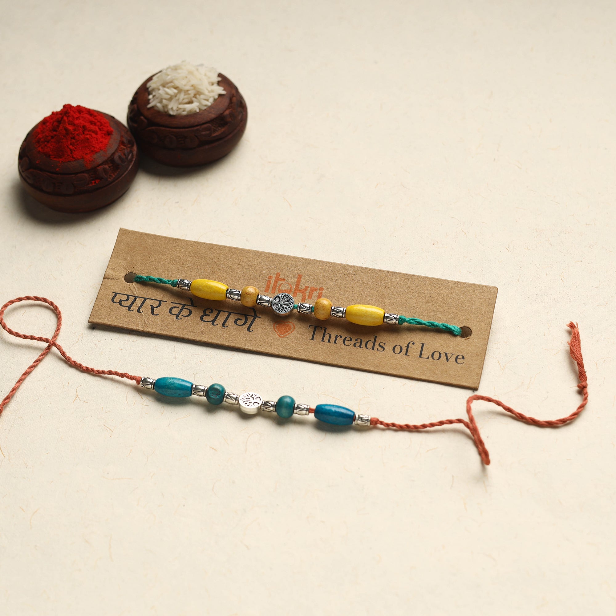 Handmade GS Bead Work Rakhi (Assorted Set of 2)