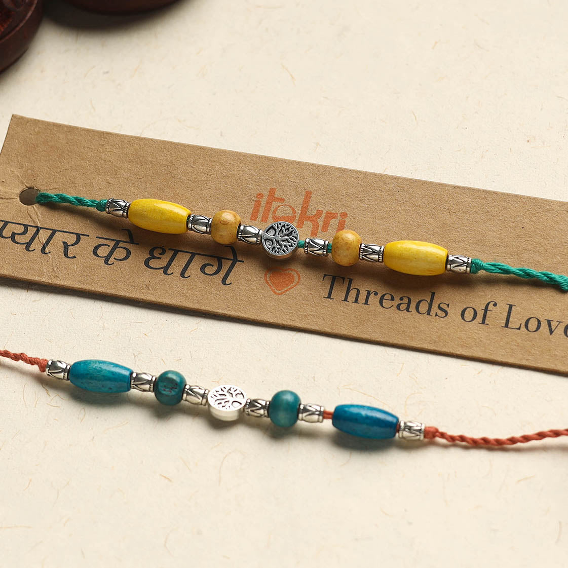 Handmade GS Bead Work Rakhi (Assorted Set of 2)