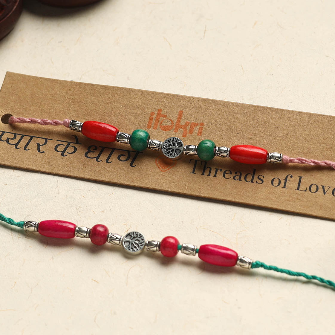 Handmade GS Bead Work Rakhi (Assorted Set of 2)