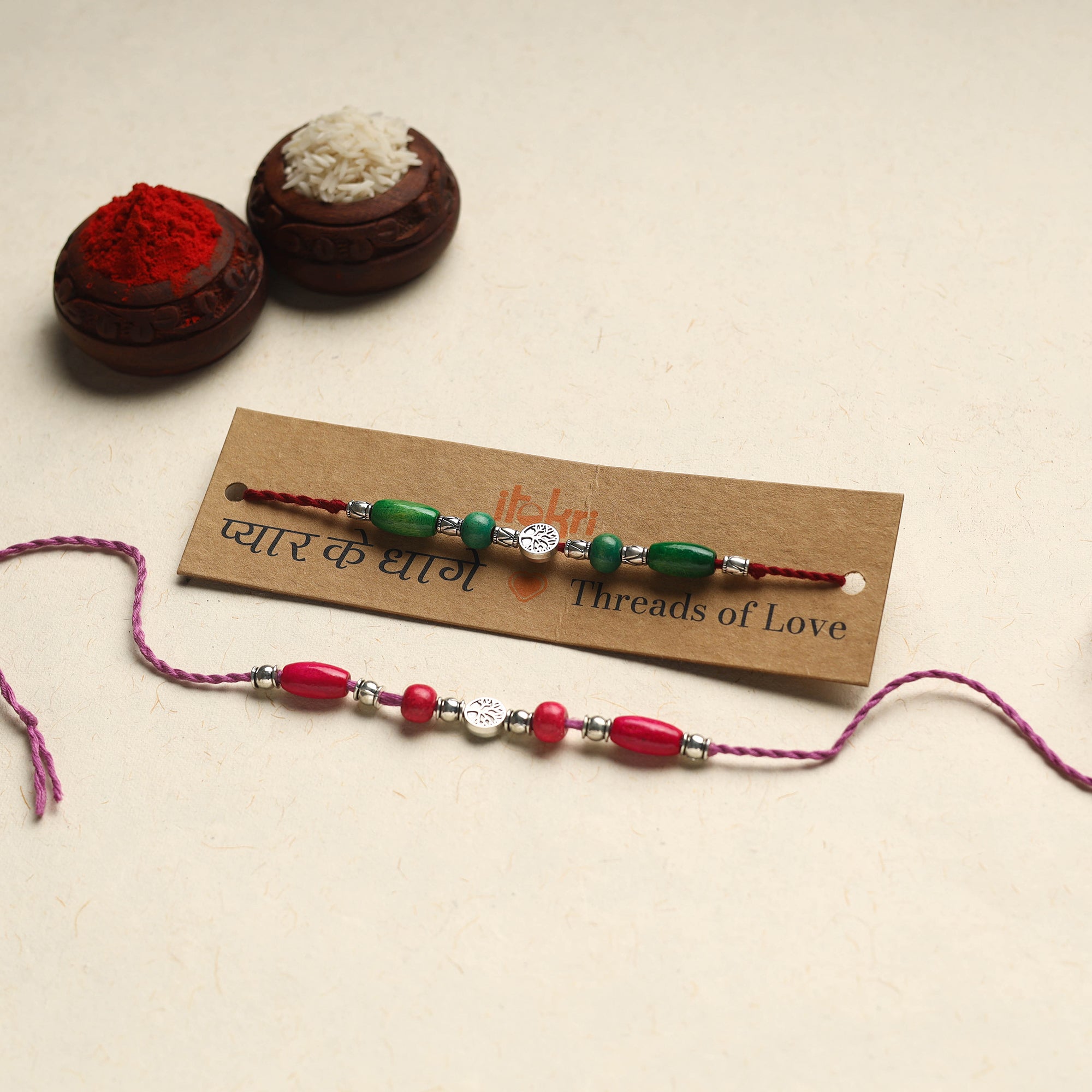 Handmade GS Bead Work Rakhi (Assorted Set of 2)