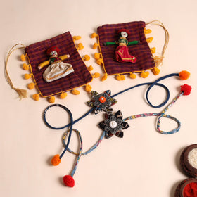  Handmade GS Fabric Flower Rakhi (Set of 2)