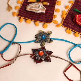 Handmade GS Fabric Flower Rakhi (Set of 2)