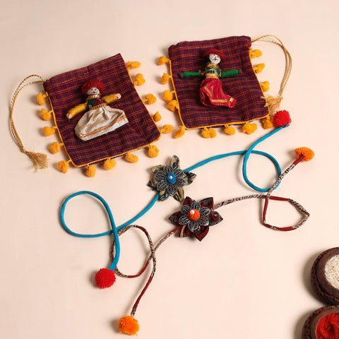  Handmade GS Fabric Flower Rakhi (Set of 2)