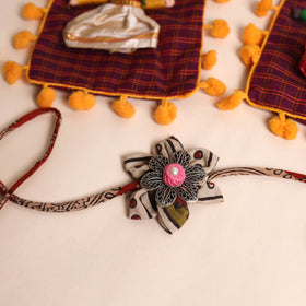  Handmade GS Fabric Flower Rakhi (Set of 2)