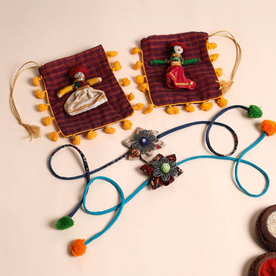  Handmade GS Fabric Flower Rakhi (Set of 2)