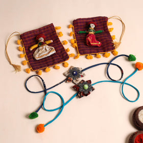  Handmade GS Fabric Flower Rakhi (Set of 2)