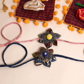  Handmade GS Fabric Flower Rakhi (Set of 2)