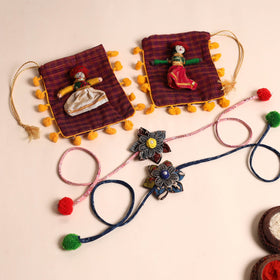  Handmade GS Fabric Flower Rakhi (Set of 2)