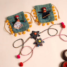  Handmade GS Fabric Flower Rakhi (Set of 2)