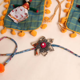  Handmade GS Fabric Flower Rakhi (Set of 2)
