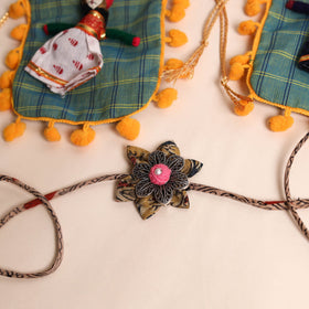  Handmade GS Fabric Flower Rakhi (Set of 2)
