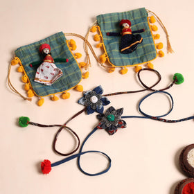  Handmade GS Fabric Flower Rakhi (Set of 2)