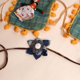  Handmade GS Fabric Flower Rakhi (Set of 2)