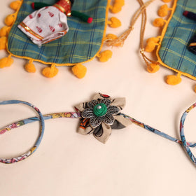 Handmade GS Fabric Flower Rakhi (Set of 2)