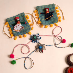  Handmade GS Fabric Flower Rakhi (Set of 2)